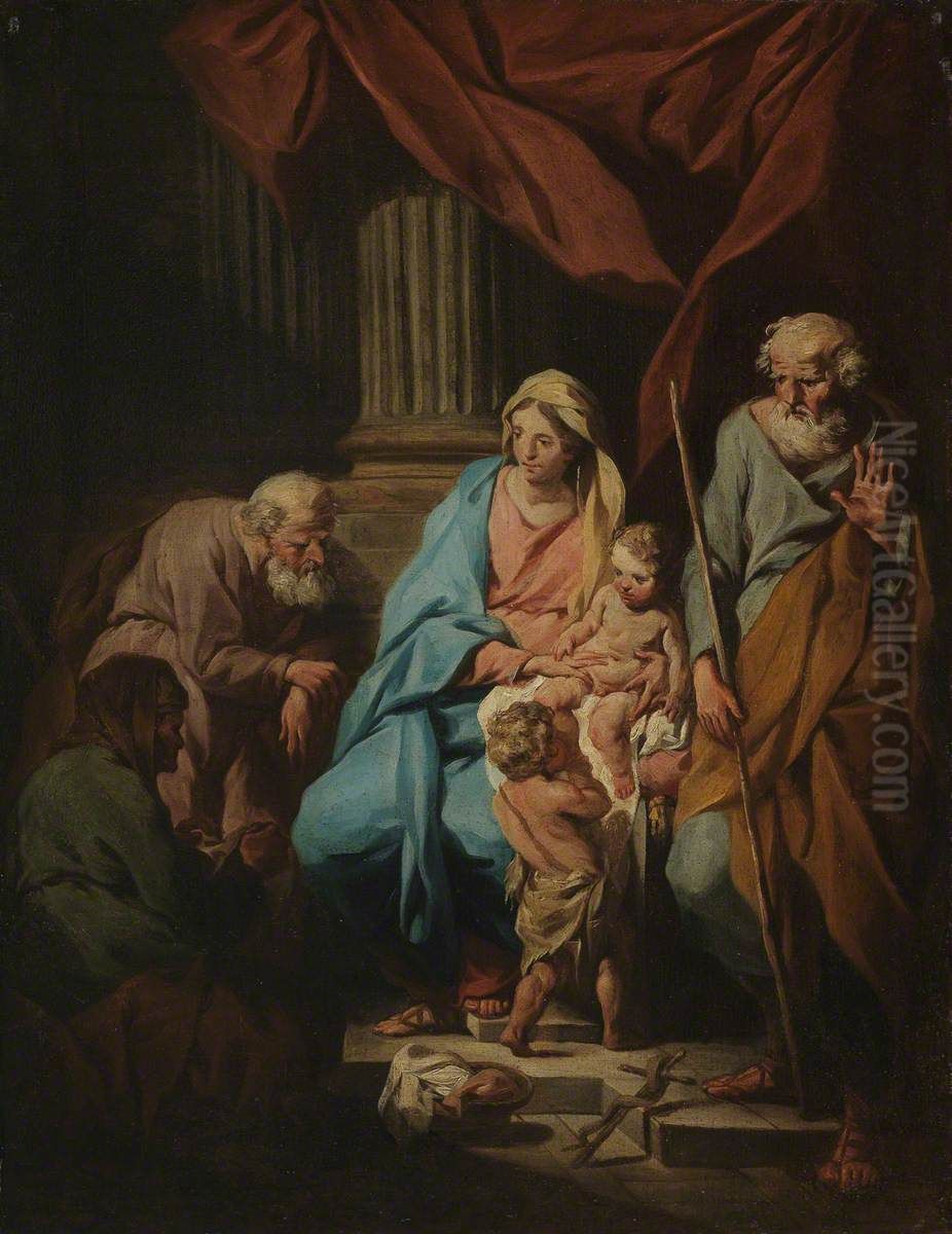 The Holy Family with Saint Elizabeth and Saint Zacharias with Their Infant Saint John Oil Painting by Pierre Subleyras