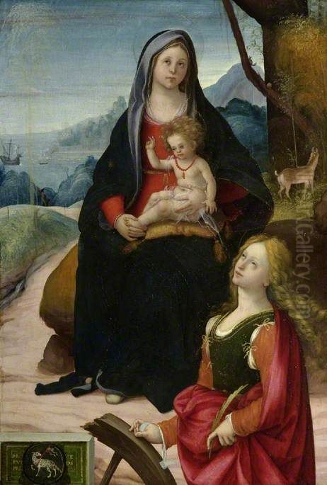 The Virgin and Child with Saint Catherine Oil Painting by Bartolommeo Ramenghi