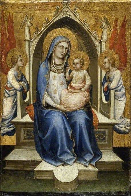 Virgin and Child Enthroned with Two Attendant Angels Oil Painting by Lorenzo Monaco