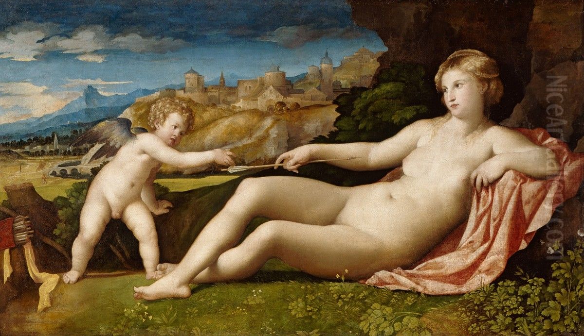 Venus and Cupid Oil Painting by Palma Vecchio