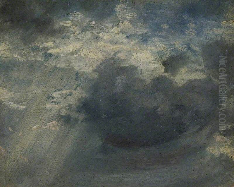 Sky Study with a Shaft of Sunlight Oil Painting by John Constable