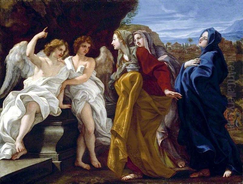 The Three Marys at the Sepulchre Oil Painting by Giovanni Battista Gaulli