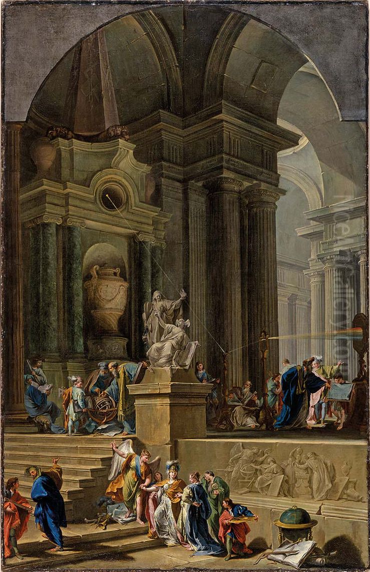 An Allegorical Monument to Sir Isaac Newton Oil Painting by Giambattista Pittoni
