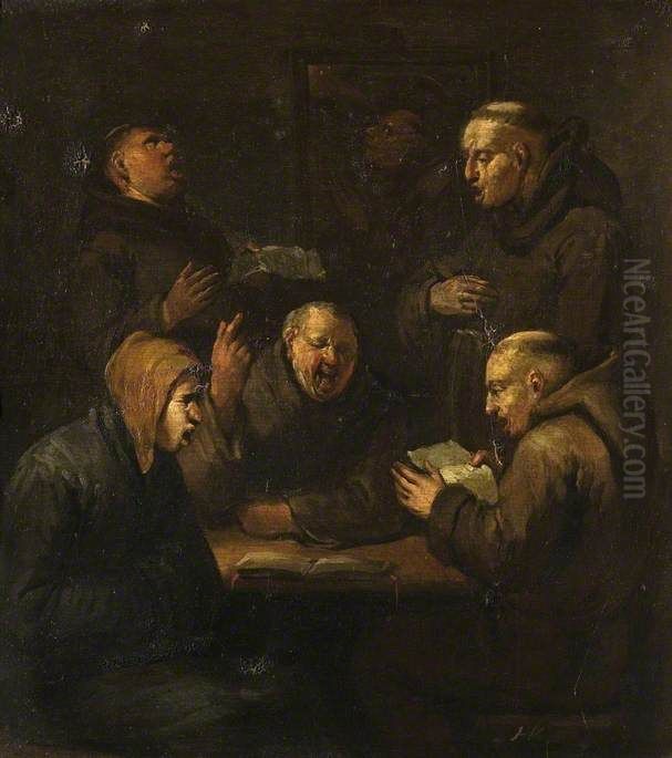Monks Singing Oil Painting by Egbert Van Heemskerck