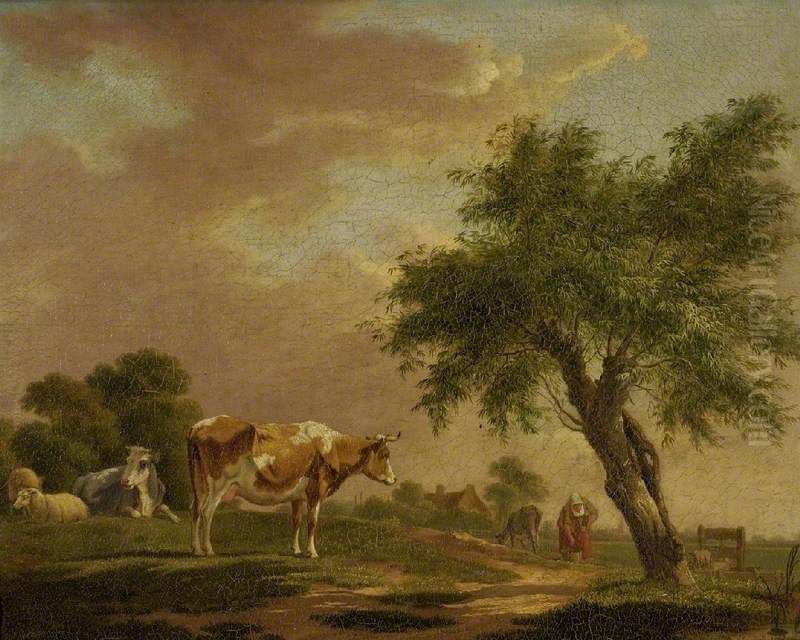 Cattle Piece Oil Painting by Johannes Janson