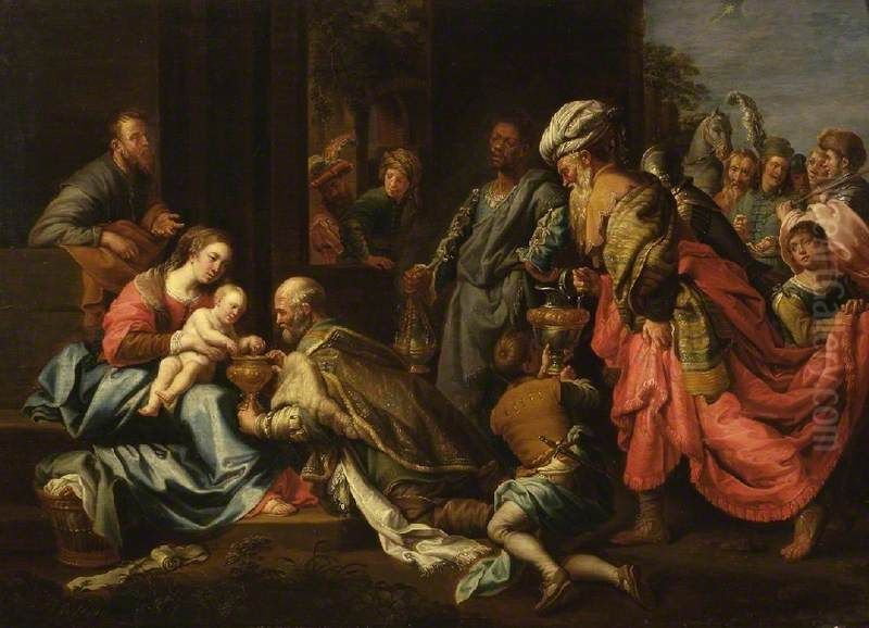 Adoration of the Kings (after Theodor van Loon) Oil Painting by Jeremiah Meyer