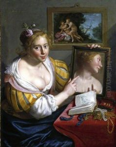 A young woman wit a mirror