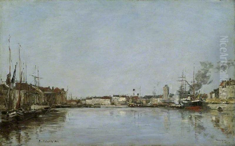The Dutch Dock, Dunkirk Oil Painting by Eugene Louis Boudin