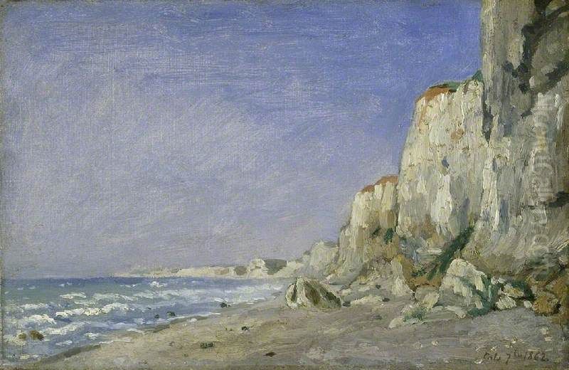 Cliffs near Dieppe Oil Painting by Adolphe-Felix Cals