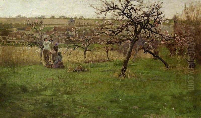 Apple Trees in Blossom Oil Painting by Antoine Chintreuil