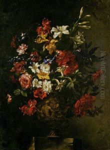 Flowers in a Sculpted Vase