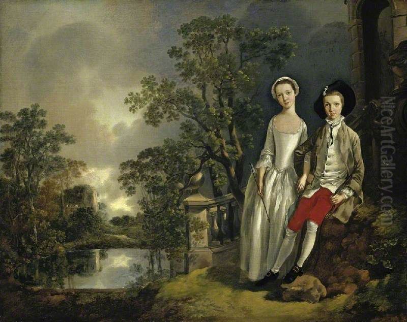 Portrait of Heneage Lloyd and his sister Oil Painting by Thomas Gainsborough