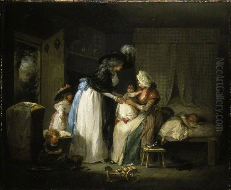 Visit to the Child at Nurse Oil Painting by George Morland