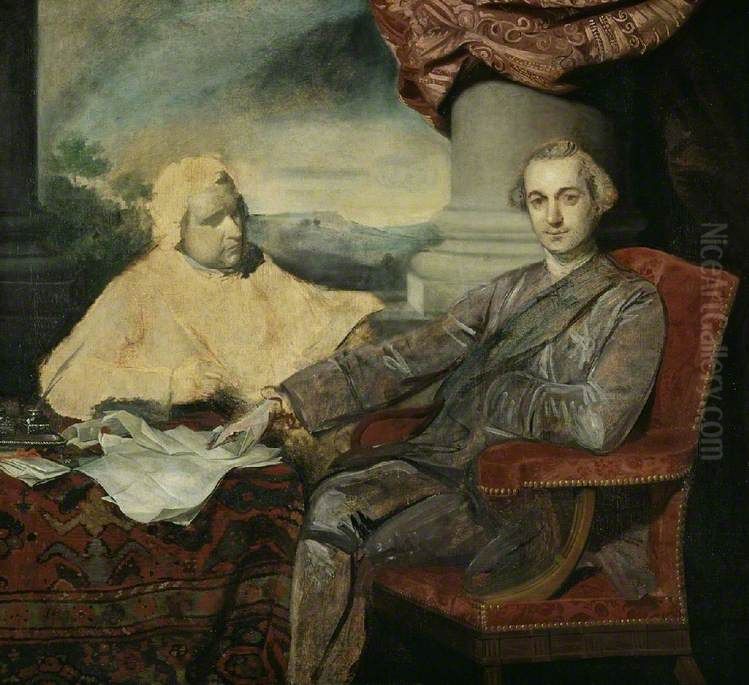 Lord Rockingham and Edmund Burke Oil Painting by Of Sir Joshua Reynolds