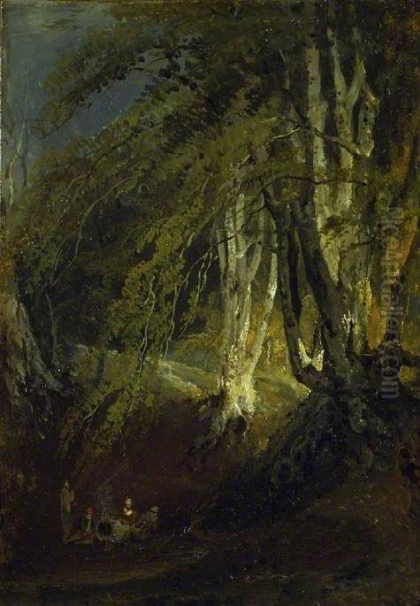 A Beech Wood with Gypsies round a Campfire Oil Painting by J. M. W. Turner