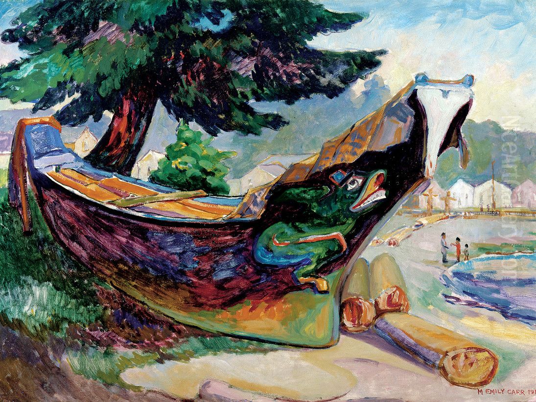 Indian War Canoe Oil Painting by Emily M. Carr