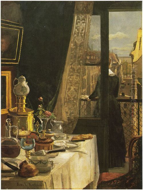 Paris interior Oil Painting by Kitty Lange Kielland