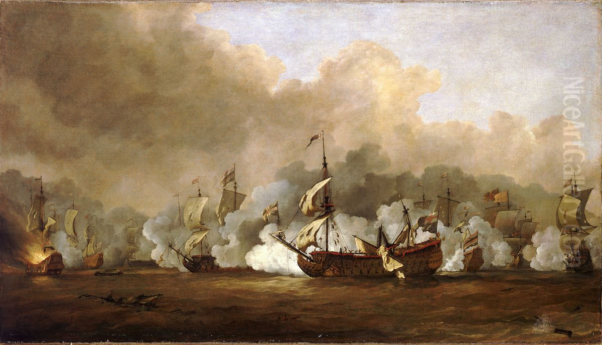 The Battle of the Texel, 11-21 August 1673 Oil Painting by Willem van de Velde the Younger