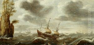 Dutch Ships in a Rough Sea