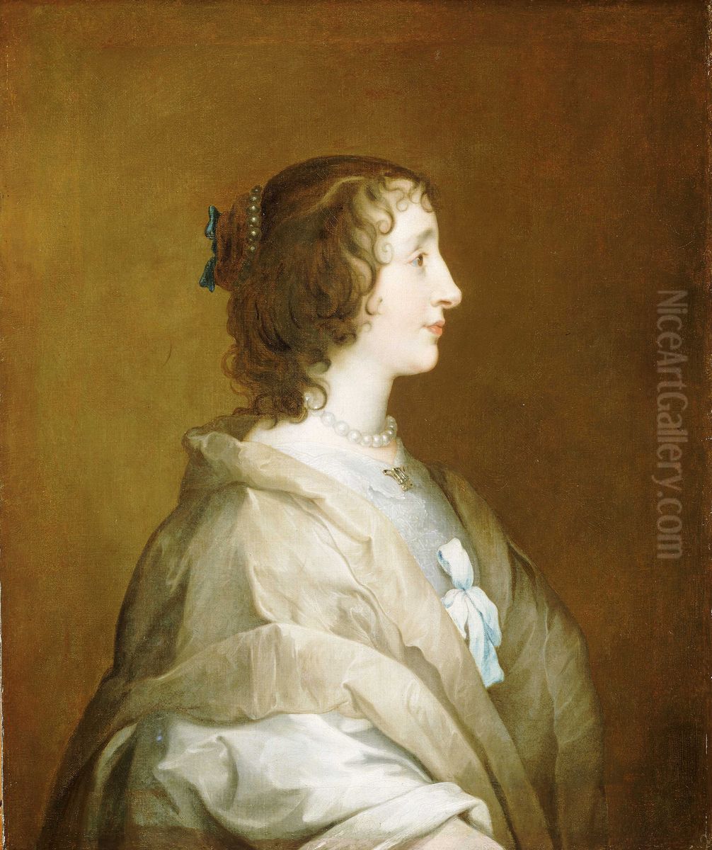 Queen Henrietta Maria, 1609-69 Oil Painting by Sir Anthony Van Dyck