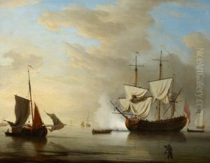 An English ship becalmed