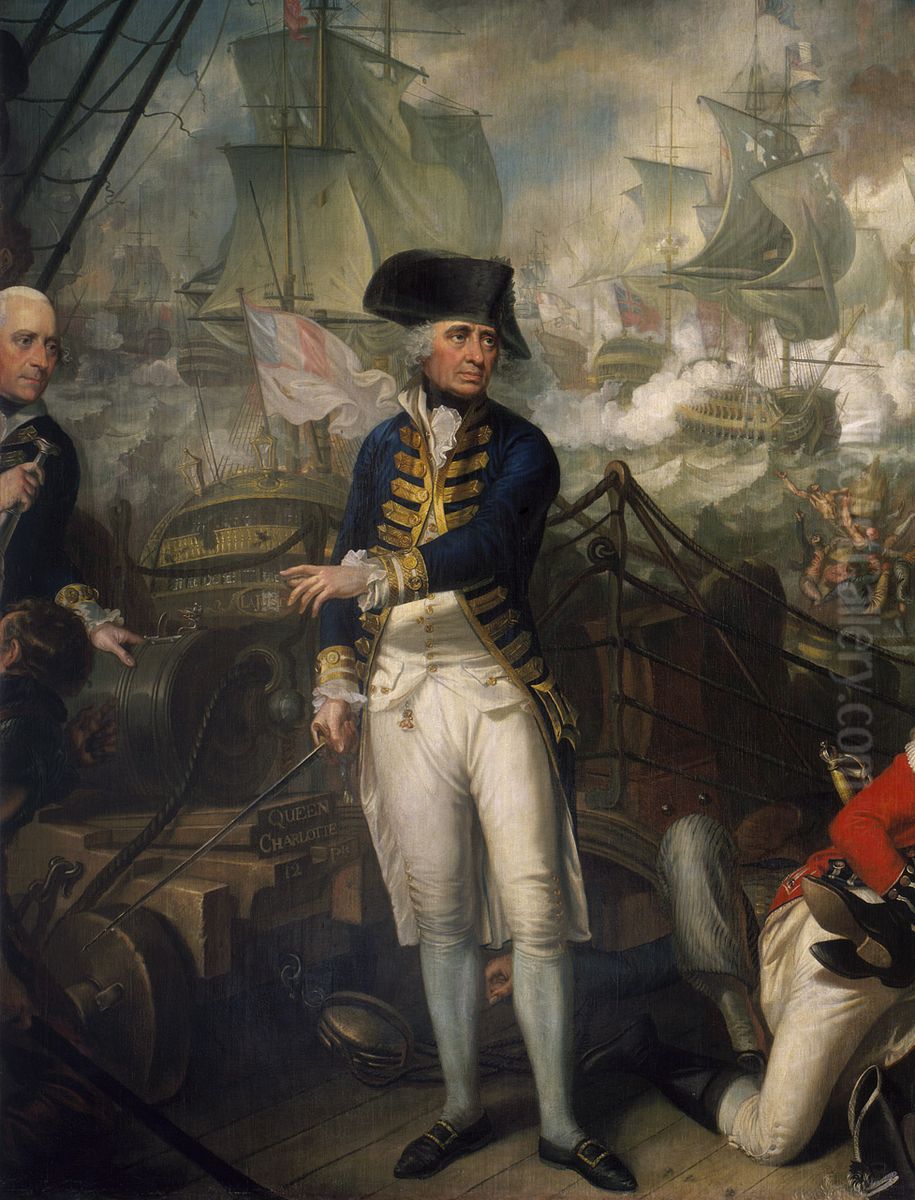 Lord Howe on the Deck of the 'Queen Charlotte', 1 June 1794 Oil Painting by Mather Brown