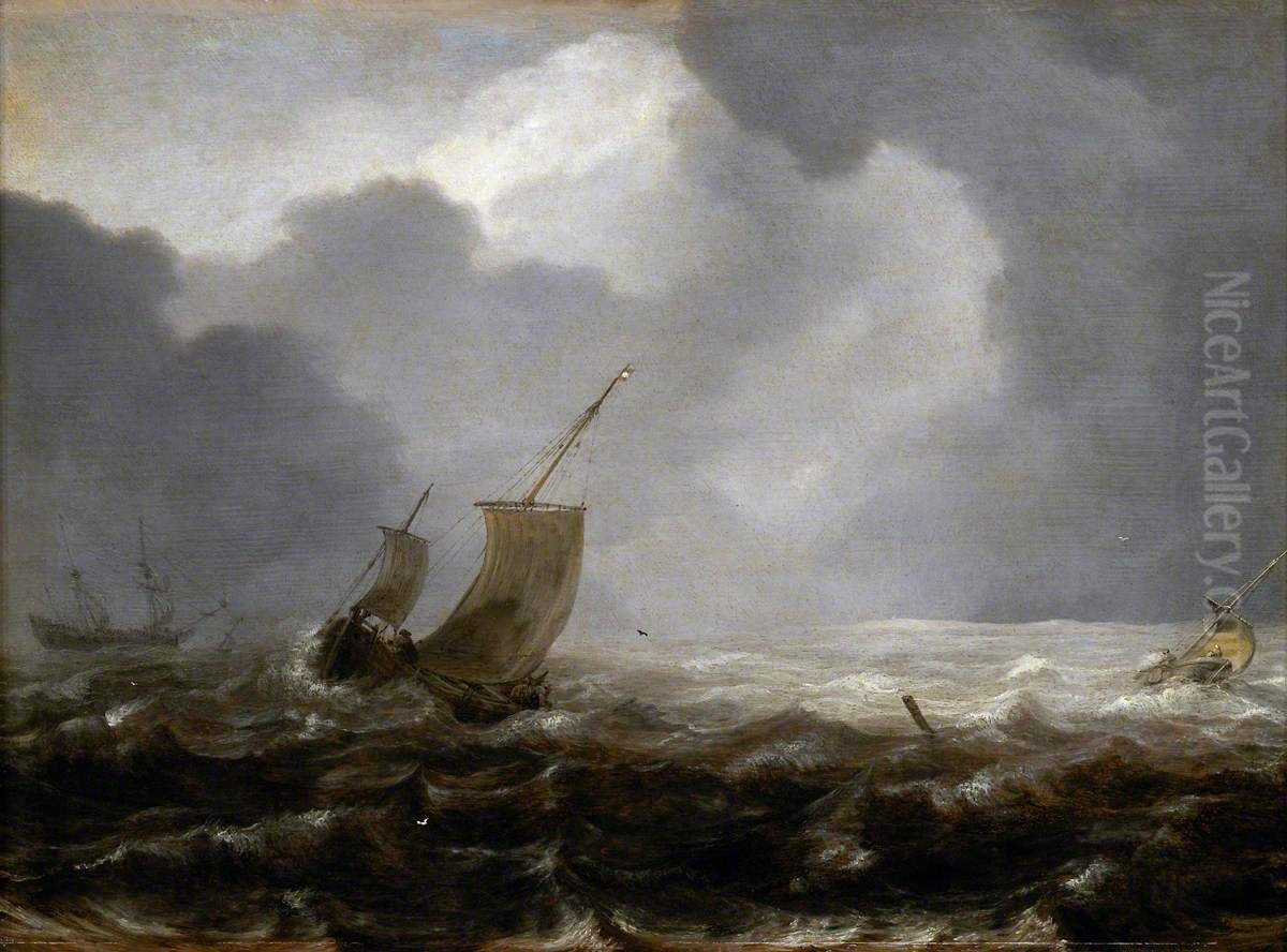 A Fishing Pink on a Windy Day Oil Painting by Jan Porcellis