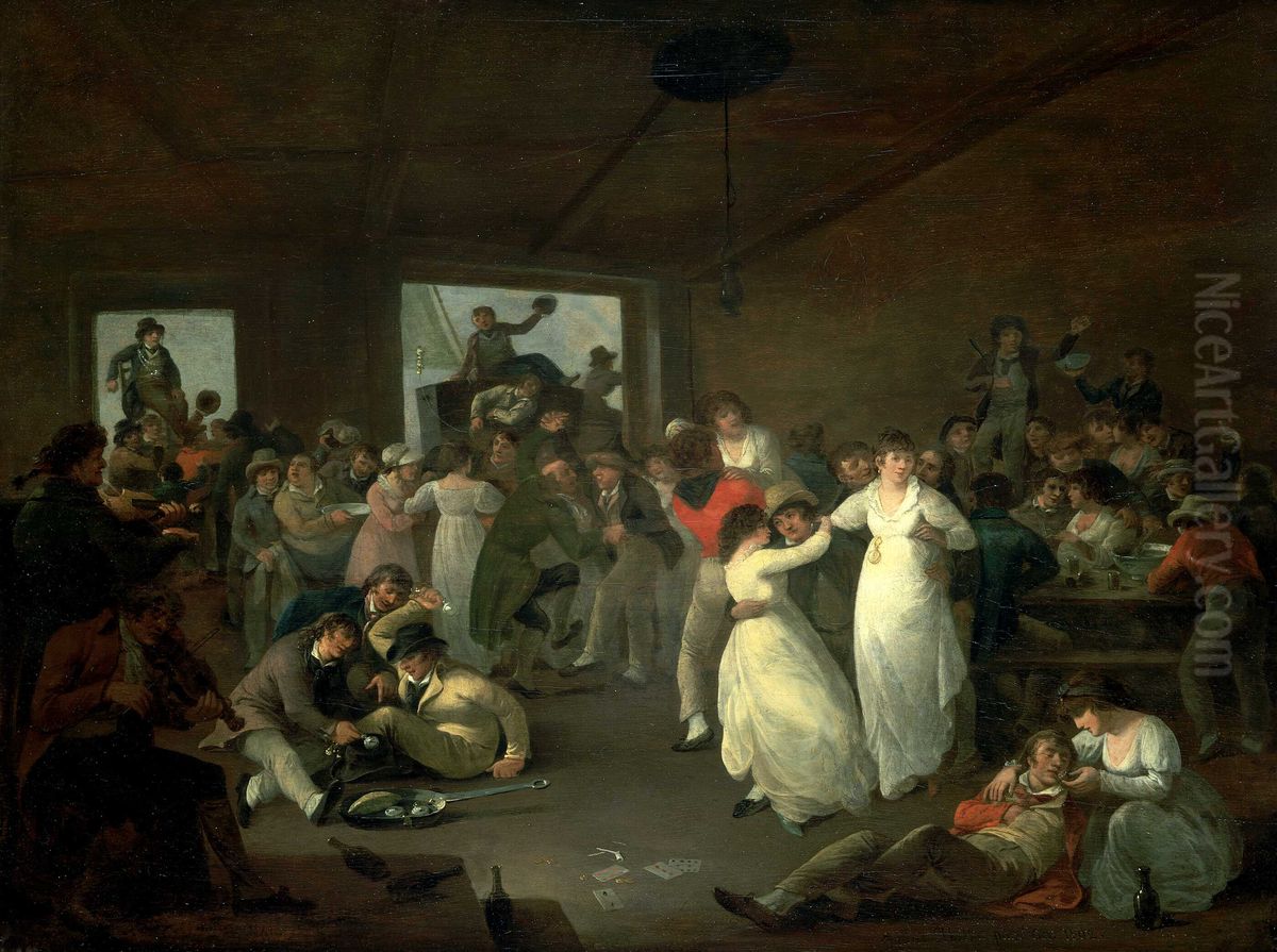 Sailors Carousing Oil Painting by Julius Caesar Ibbetson
