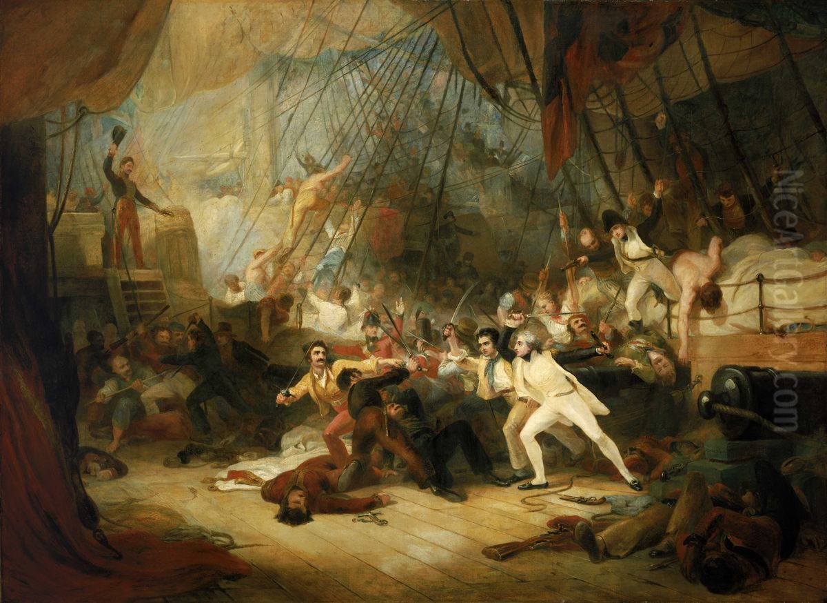 Nelson Boarding the 'San Josef' at the Battle of Cape St Vincent, 14 February 1797 Oil Painting by George Jones