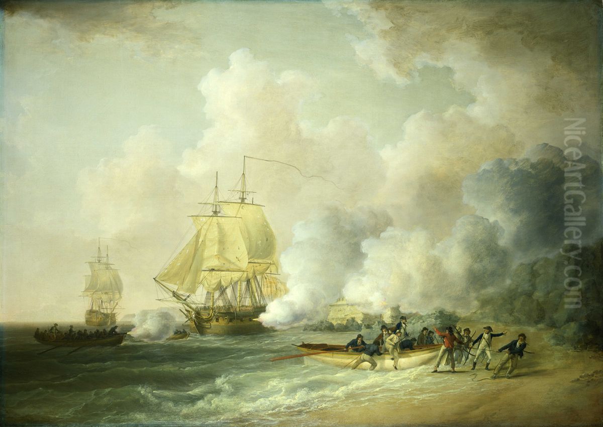 The Capture of Fort Louis, Martinique, 20 March 1794 Oil Painting by William Anderson