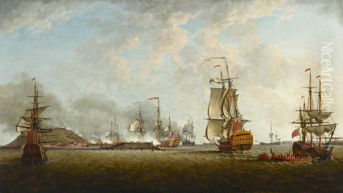 Attack on Goree, 29 December 1758 Oil Painting by Dominic Serres
