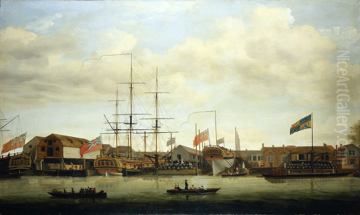 A Small Shipyard on the Thames Oil Painting by Francis Holman
