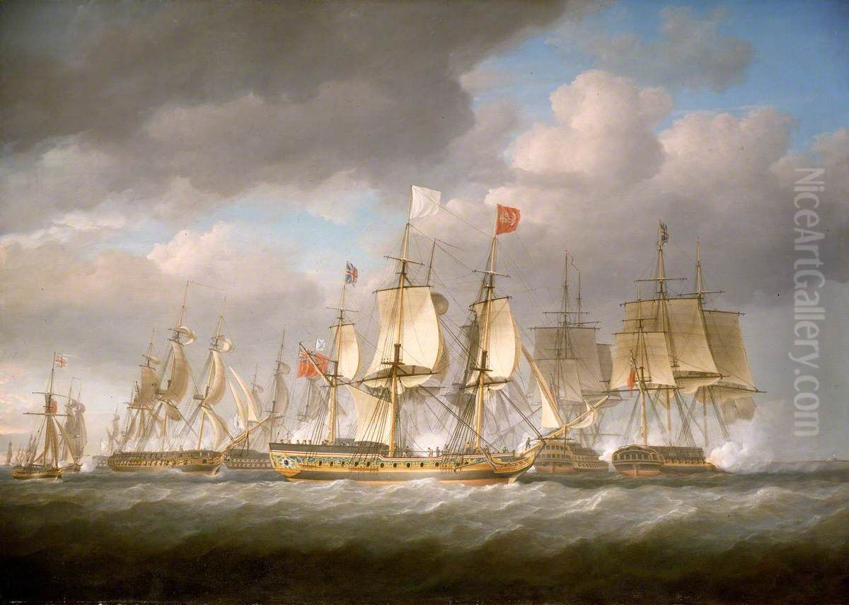 The 'Royal Sovereign' Conveying Louis XVIII to France, 24 April 1814 Oil Painting by Nicholas Pocock