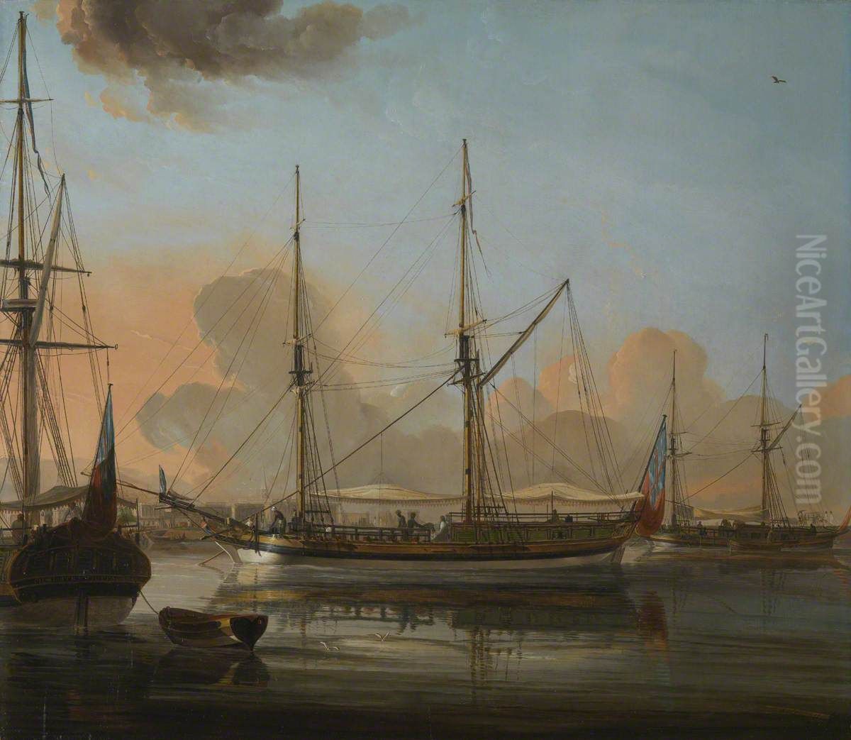 The 'Charlotte of Chittagong' and other vessels at anchor in the River Hoogli Oil Painting by Frans Balthazar Solvyns