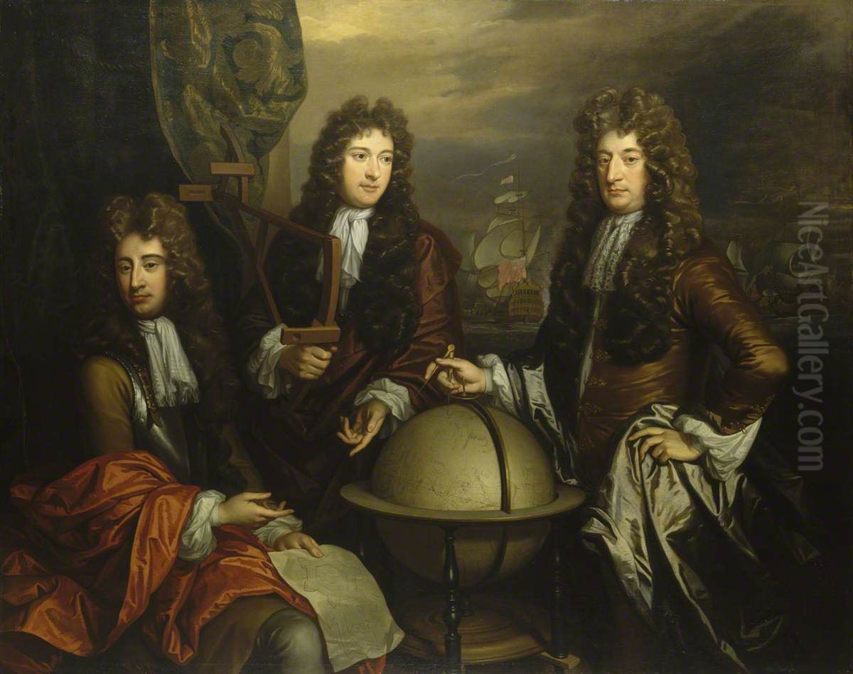 John Benbow (1653-1702), Sir Ralph Delaval (circa 1645-1707), and Thomas Phillips (circa 1635-93) Oil Painting by Thomas Murray