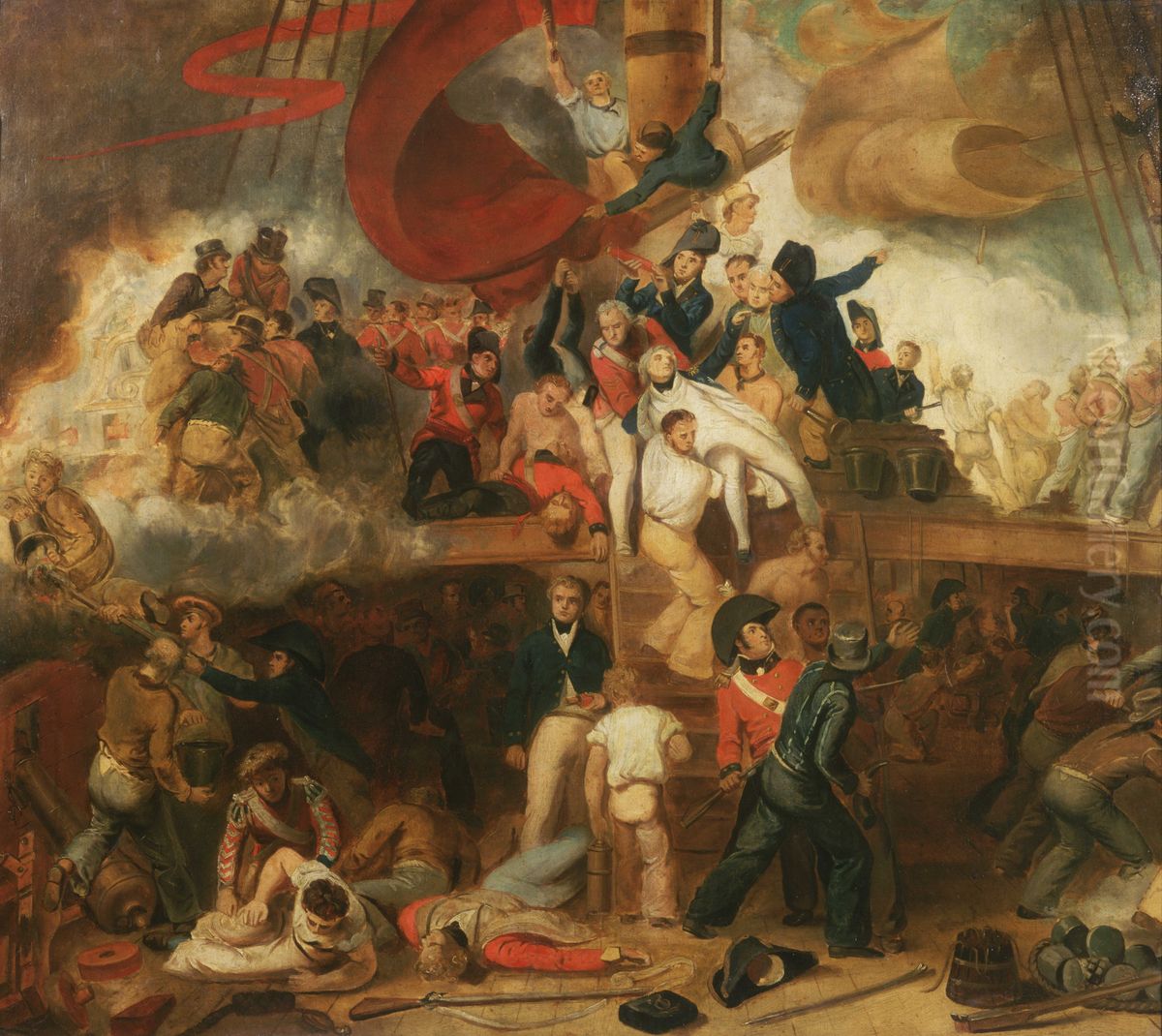 The Death of Nelson at the Battle of Trafalgar, 21 October 1805 Oil Painting by Samuel Drummond
