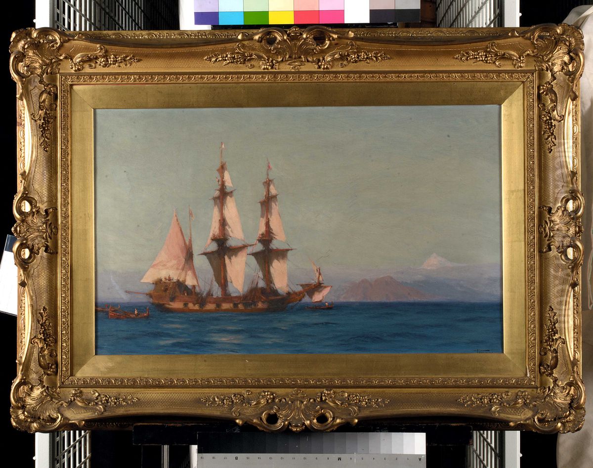 A ship off Tenerife Oil Painting by John Fraser