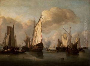 a States yacht and many other vessels in a light air