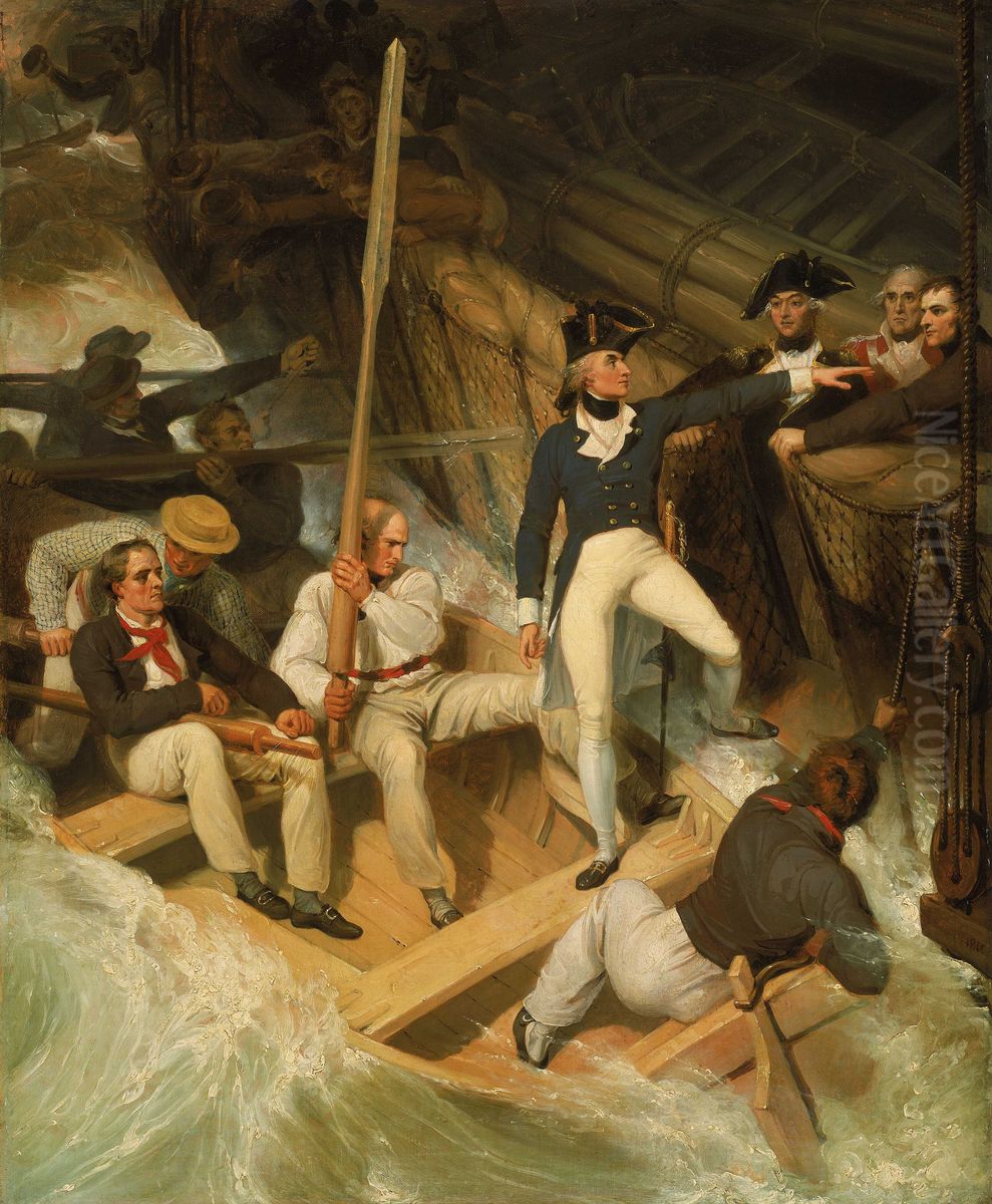 Nelson boarding a captured ship, 20 November 1777 Oil Painting by Richard Westall