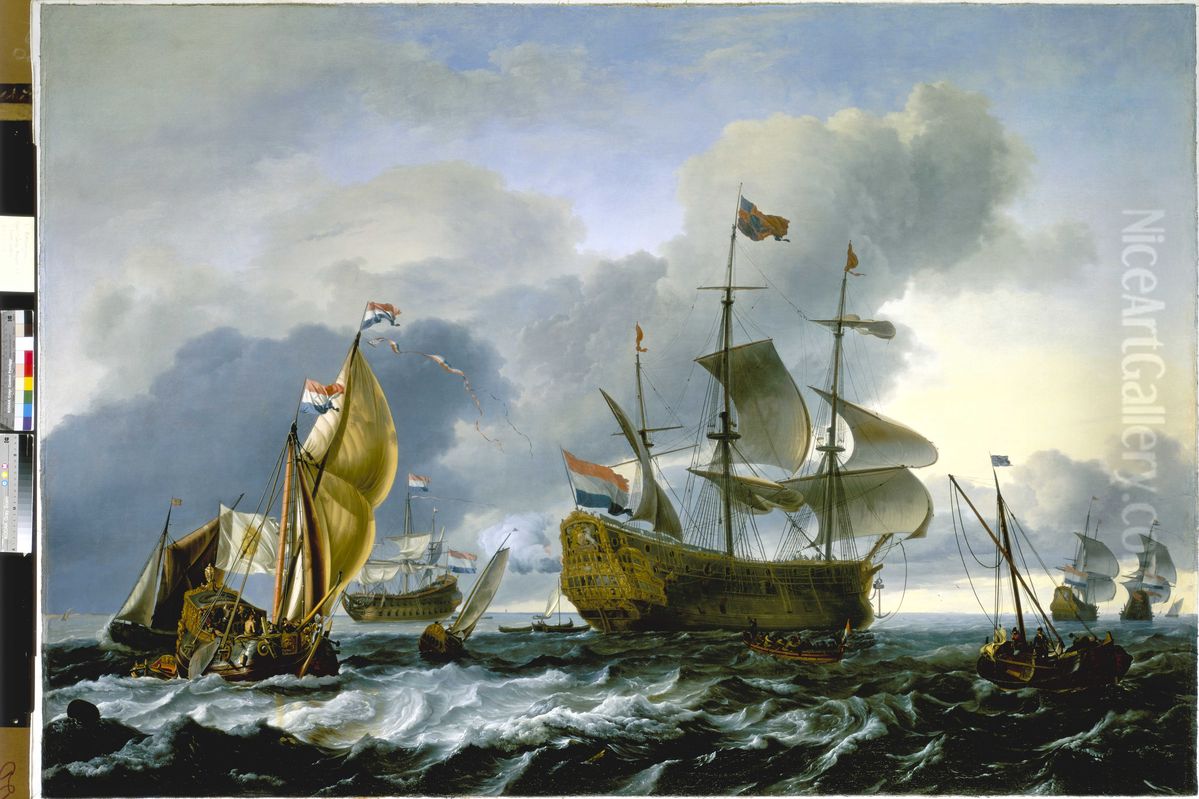 the 'Royal Charles' carried into Dutch Waters, 12 June 1667 Oil Painting by Ludolf Bakhuizen