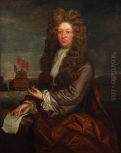 Fisher Harding, Master Shipwright, active 1664-1706, with the Launch of the 'Royal Sovereign', 1701