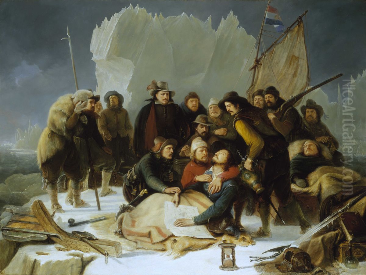 The Death of Willem Barents, 20 June 1597 Oil Painting by Christiaan Julius Lodewijk Portman