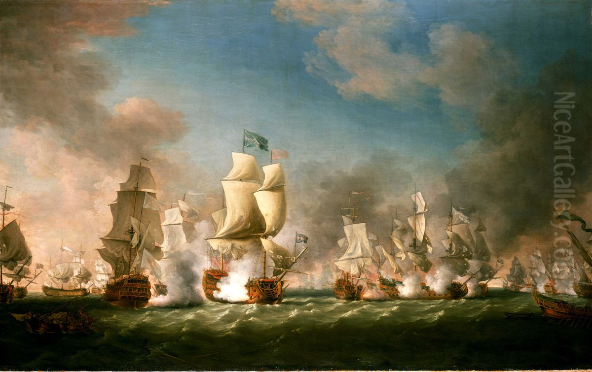 The Battle of Cape Passaro, 11 August 1718 Oil Painting by Richard Paton