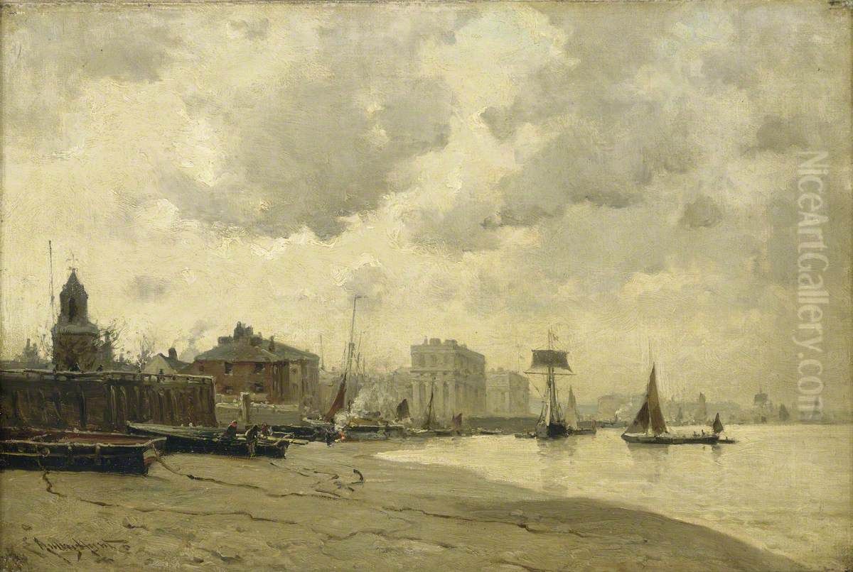Greenwich ferry Oil Painting by Edmund Aubrey Hunt
