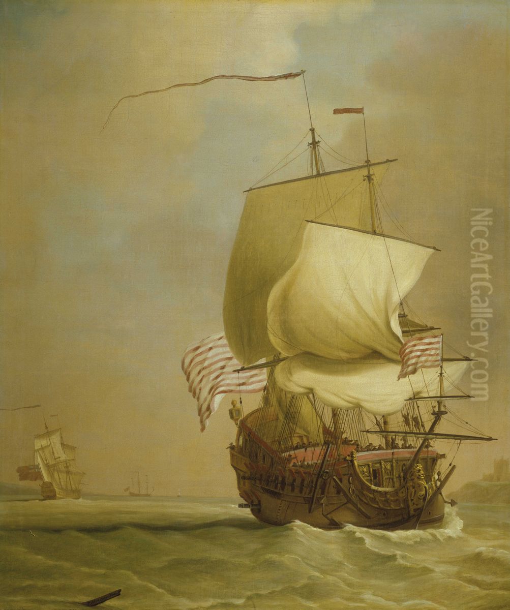 An English East Indiaman Oil Painting by Peter Monamy