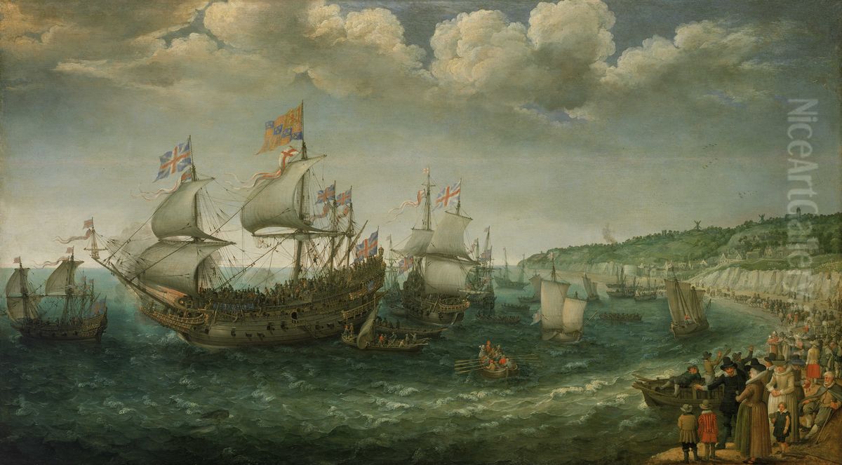 Embarkation of the Elector Palatine in the 'Prince Royal' at Margate, 25 April 1613 Oil Painting by Adam Willaerts