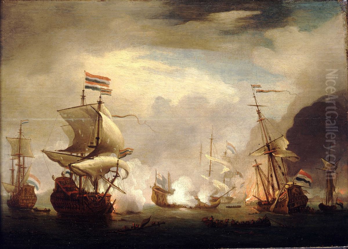 The Battle of the Texel, 11-21 August 1673 Oil Painting by Willem van de Velde the Younger