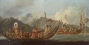 Review of the war galleys at Tahiti ['The Fleet of Otaheite assembled at Oparee']