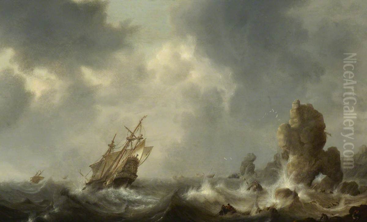Ships Wrecked on a Rocky Coast Oil Painting by Hendrick Staets