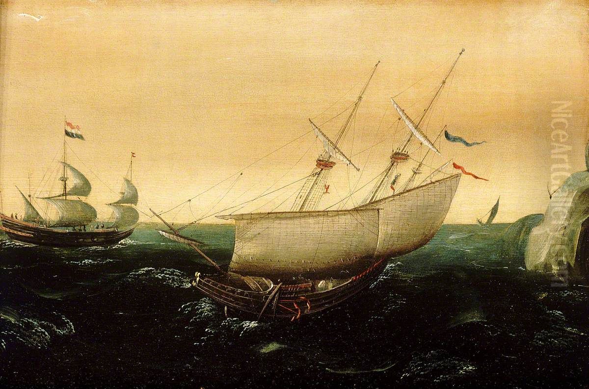 A Dutch ship close-hauled Oil Painting by Aert Anthoniszoon